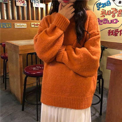 Sweater Women's Loose Pullover Soft Glutinous Thicken Lazy Style