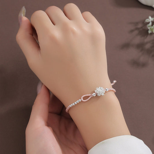 Minsheng Lucky Lotus Woven Hand Strap Bracelet Light Luxury Minority Exquisite Hand-woven