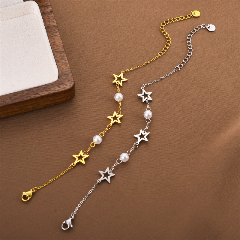 Xingyue Zircon Pearl Titanium Steel Bracelet Female Niche