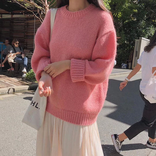 Sweater Women's Loose Pullover Soft Glutinous Thicken Lazy Style