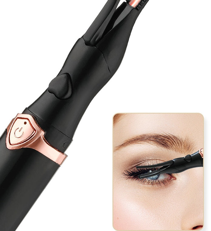 Black Heated Eyelash Curling Wand in use