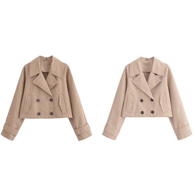 European And American Style Women's Clothing French Trench Coat Long Sleeve Elegant Jacket Coat